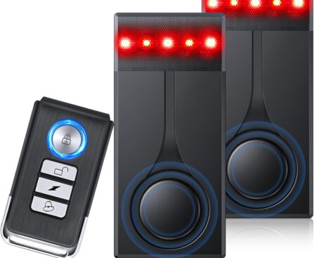 108dB Car Alarm System, Car Anti-Theft Vibration Sensor Alarm & Red Light, Wireless Remote Anti Theft Vehicle Device with Magnetic Install Design for RV, SUV, Truck