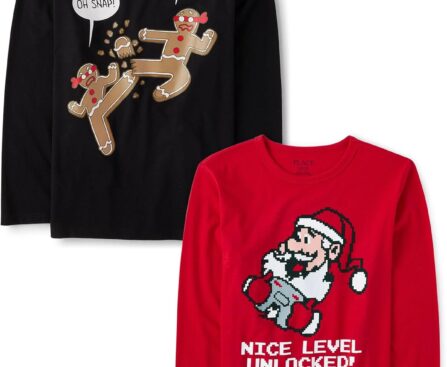 The Children’s Place Unisex-Child All Holidays,Birthdays Long Sleeve Graphic T-Shirts,2 Pack