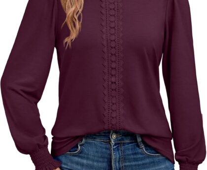 AUTOMET Long Sleeve Shirts for Women Business Dressy Casual Tops Work Blouses Pleated Tunics
