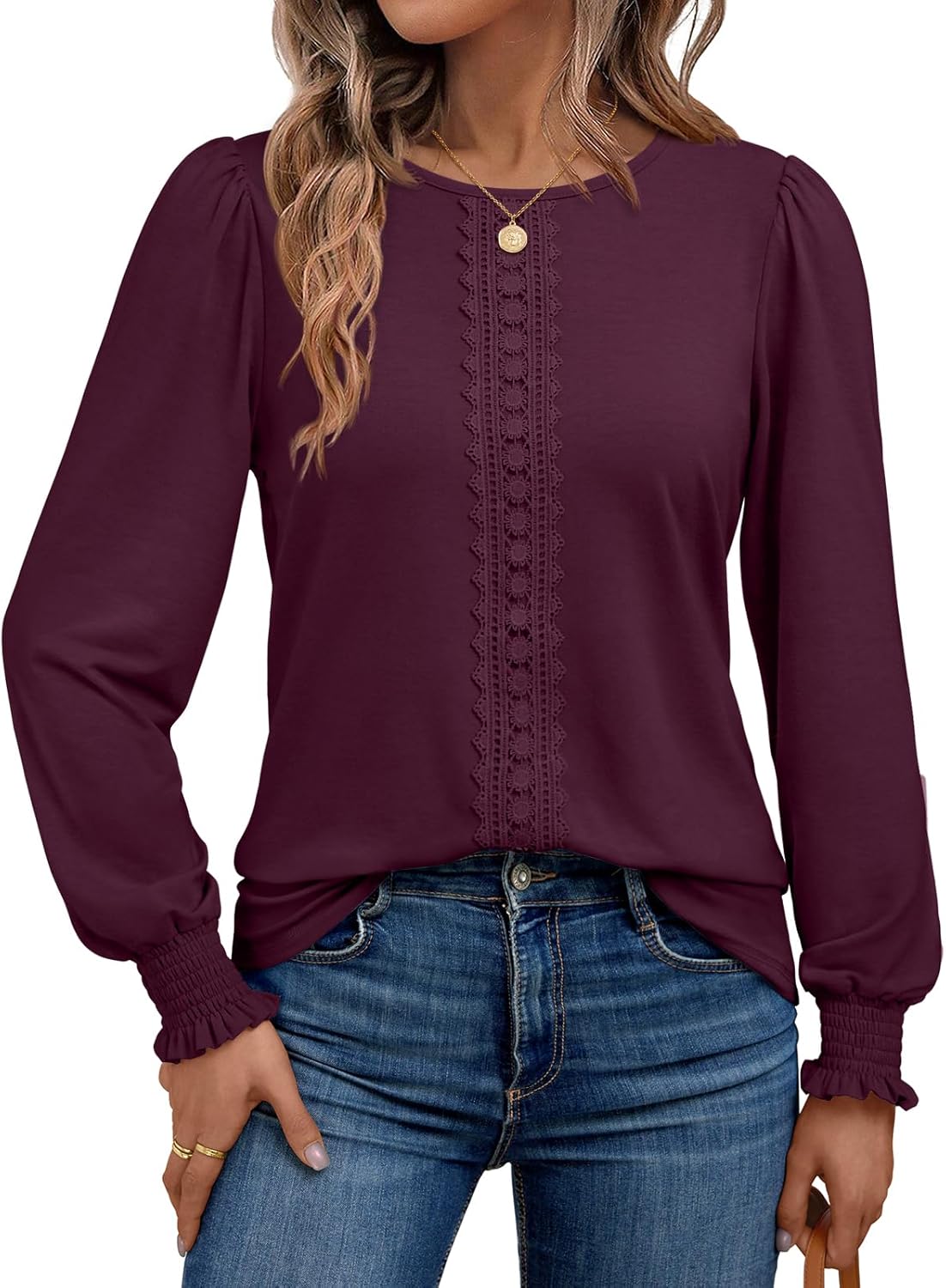 AUTOMET Long Sleeve Shirts for Women Business Dressy Casual Tops Work Blouses Pleated Tunics