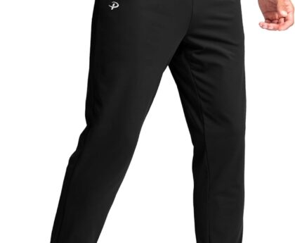 Pudolla Men’s Lightweight Jogger with Pockets 4-Way Stretch Sweatpants Workout Runing Athletic Track Pants