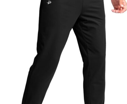Pudolla Men’s Lightweight Jogger with Pockets 4-Way Stretch Sweatpants Workout Runing Athletic Track Pants