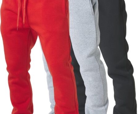Ultra Performance 3 Pack Mens Fleece Wide Leg Sweatpants with Pockets, Open Bottom Workout Sweatpants for Men