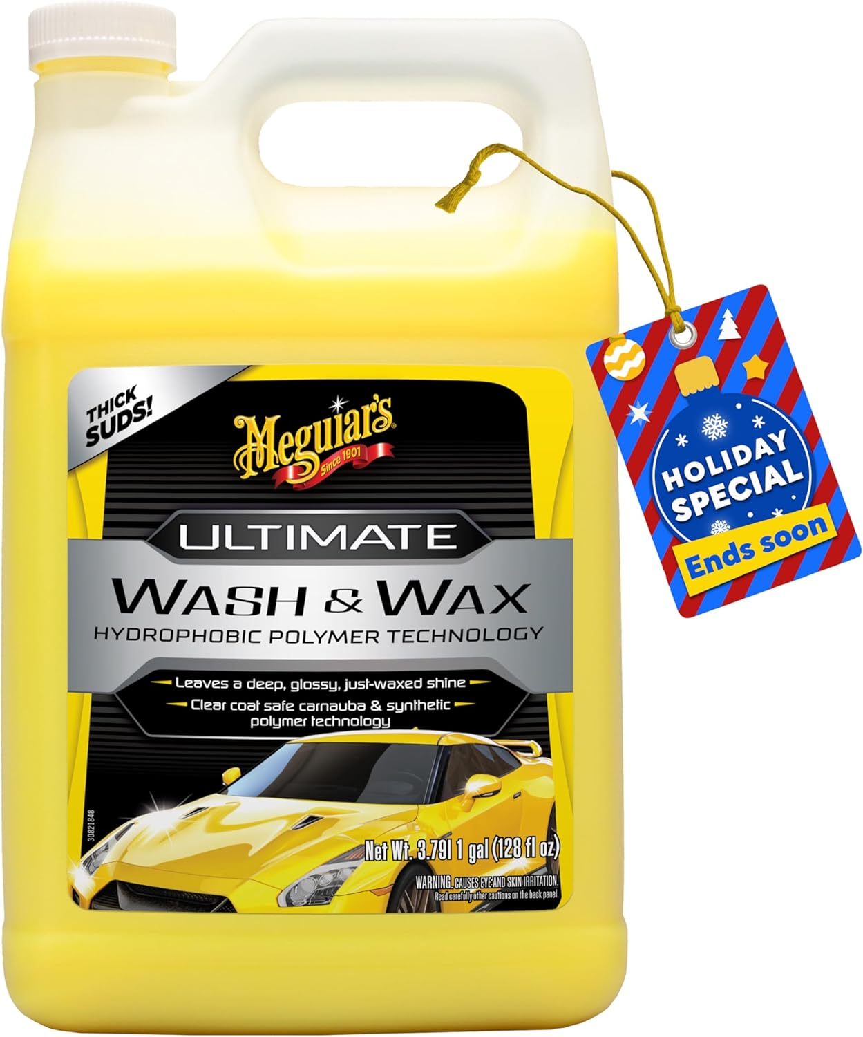 Meguiar’s Ultimate Wash and Wax, Car Wash and Wax Cleans and Shines in One Step, Wash, Shine, and Protect with an Enhanced pH Neutral Car Paint Cleaner, 1 Gallon