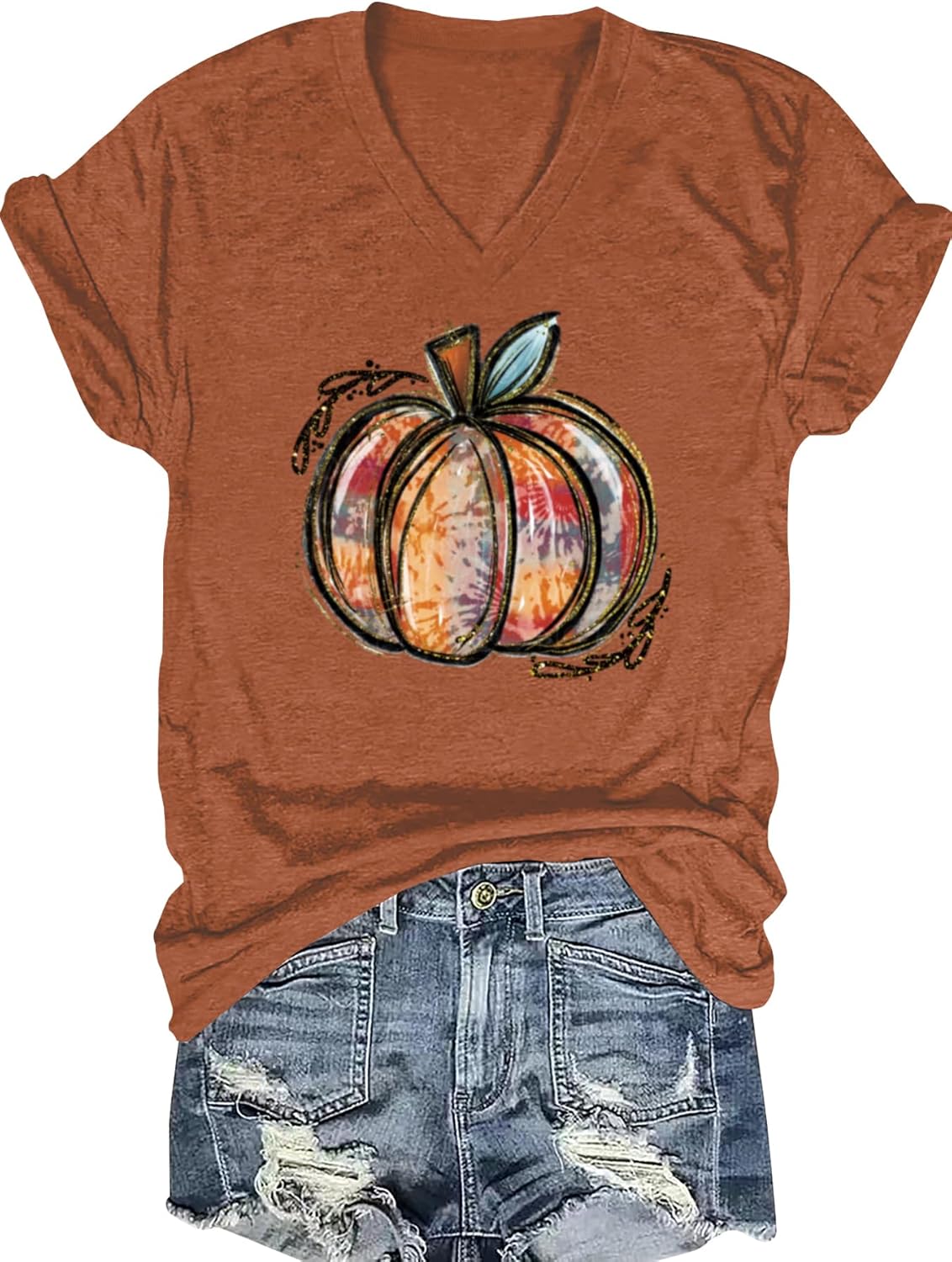 Womens Vintage Flowers V Neck Shirt Boho Floral Wildflowers Graphic Tee Casual Short Sleeve T Shirt