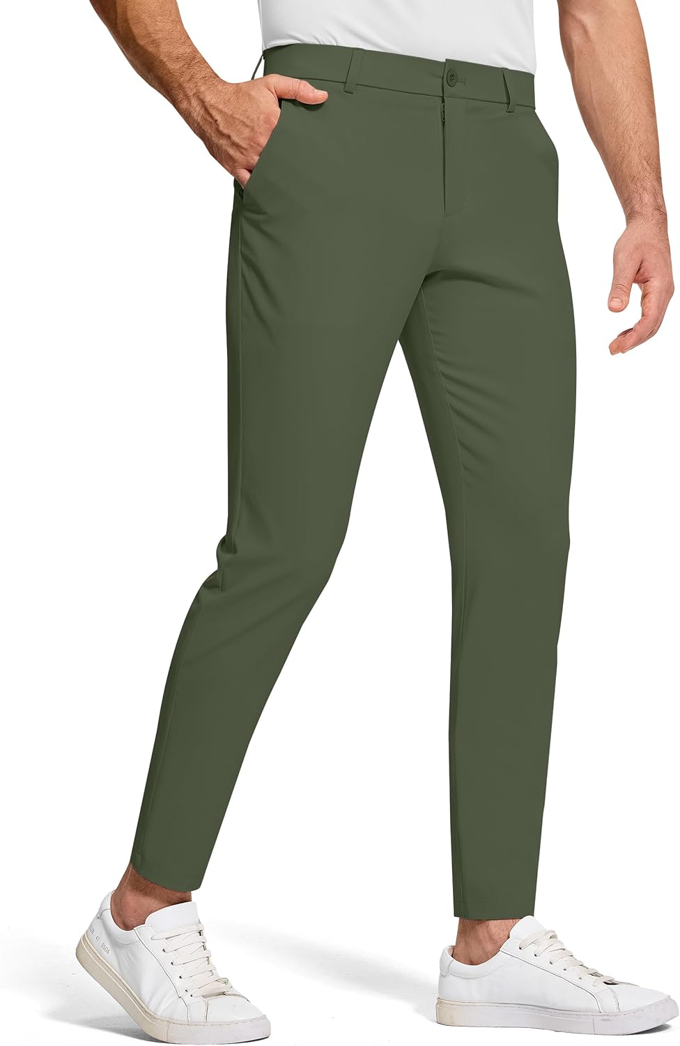 Men’s Golf Dress Pants 30″ Inseam Stretch Skinny Tapered Lightweight Breathable Chino Trousers with Pockets