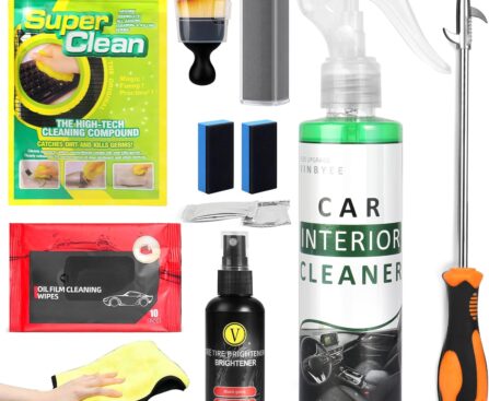 11Pcs Car Interior Cleaning Kit | Car Seat Cleaner, Tire Shine Spray, Screen Cleaner, Tire Stone Cleaning | Car Care Kit for Car, Truck, SUV, RV | Car Detailing Kit