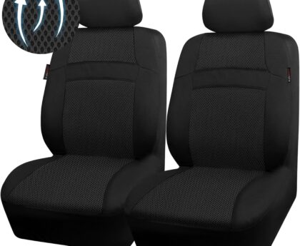 CAR PASS 3D Air Mesh Car Seat Covers Two Front Seats Only, Universal Seat Covers for Car Fit SUV,Vans,Sedan,Trucks, Breathable Automotive Interior Seat Covers Airbag Compatible (Black)