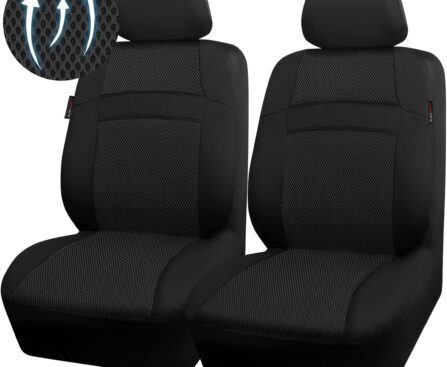 CAR PASS 3D Air Mesh Car Seat Covers Two Front Seats Only, Universal Seat Covers for Car Fit SUV,Vans,Sedan,Trucks, Breathable Automotive Interior Seat Covers Airbag Compatible (Black)
