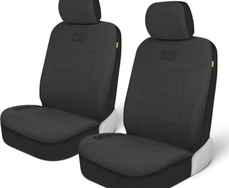 Cat CozyBlend Car Seat Covers, Charcoal Heather – Premium Jersey Fabric Seat Covers for Cars Trucks SUV, Breathable Cotton Car Seat Covers Front Seats Only, Universal Fit Automotive Interior Covers