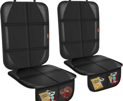 Car Seat Protector,Auto Car Seat Protectors Baby Carseat Waterproof & Durable 600D Fabric for Child Baby Car Seat Mat Vehicle Pet Cover 2 Storage Pockets (2 Pack)