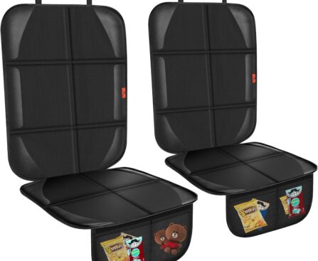 Car Seat Protector,Auto Car Seat Protectors Baby Carseat Waterproof & Durable 600D Fabric for Child Baby Car Seat Mat Vehicle Pet Cover 2 Storage Pockets (2 Pack)