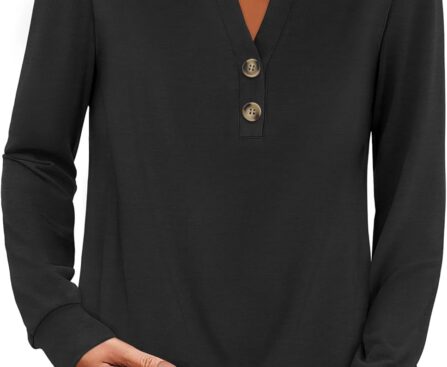 ANRABESS Women’s Long Sleeve Shirts 2025 Fall Henley Business Casual Tops Cute T-Shirts Work Blouses Outfits Vacation Clothes