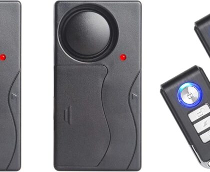 Lancoon 2 Packs Anti-Theft Vibration Alarm, 110dB Loud Sensitivity Adjustable Motion Sensor Burglar Safety System for Door Window Bike Motorcycle Motorhome