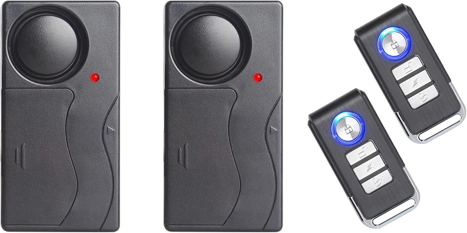 Lancoon 2 Packs Anti-Theft Vibration Alarm, 110dB Loud Sensitivity Adjustable Motion Sensor Burglar Safety System for Door Window Bike Motorcycle Motorhome