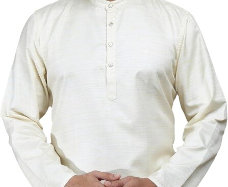 Filori Studio – Men’s Self Textured Short Kurta (Ideal for Casual/Occasion/Festive)