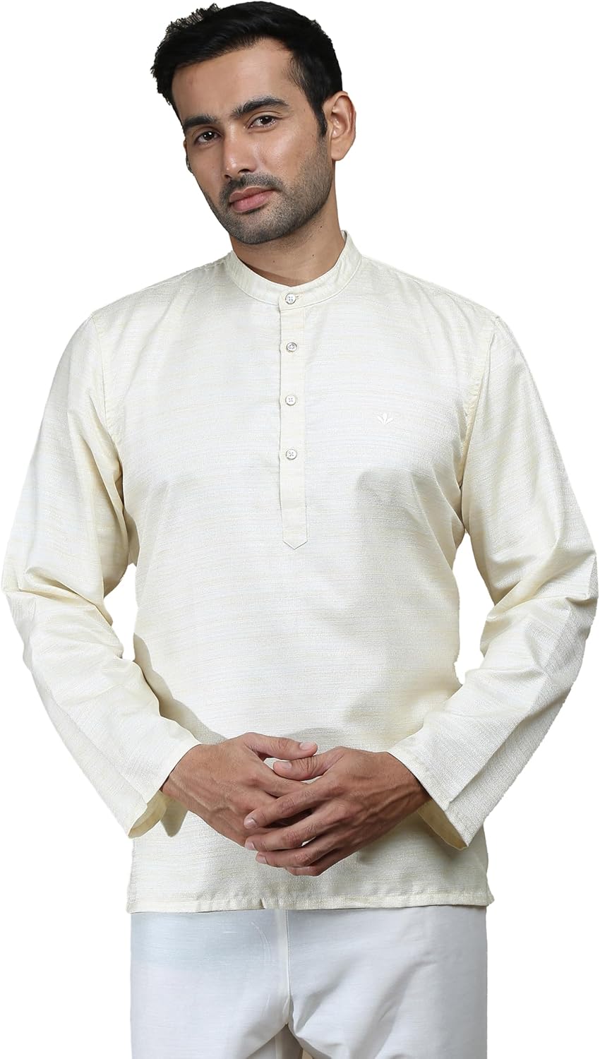 Filori Studio – Men’s Self Textured Short Kurta (Ideal for Casual/Occasion/Festive)