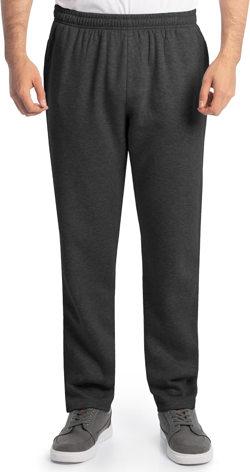 Fruit of the Loom Mens Eversoft Fleece Open Bottom Sweatpants with Pockets, Relaxed Fit, Moisture Wicking, Breathable