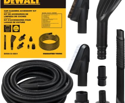 DEWALT 8-Piece Car Detailing Vacuum Hose Accessory Kit, Shop Vac Attachments for Efficient Cleaning, Compatible with Most Wet and Dry Shop Vacuum, DXVA13-0801
