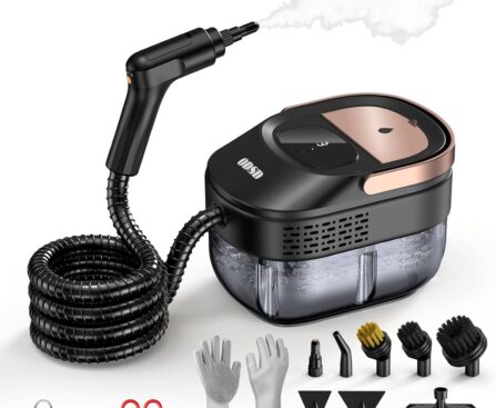 ODSD Steam Cleaner for Home & Car, 3-Level Adjustable Steamer for Cleaning, 15s Heat-Up & 1.6L Large Tank, Handheld Steam Cleaner for Car Detailing, Home, Tile, Grout, Furniture with 15pcs Accessories