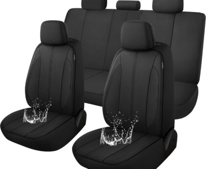 YGL Car Seat Covers for Full Seats,Waterproof Seat Covers for Cars,Durable Neoprene Car Seat Protectors,Interior Covers for Cars,Sedan Van Truck SUV(Black)