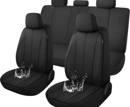 YGL Car Seat Covers for Full Seats,Waterproof Seat Covers for Cars,Durable Neoprene Car Seat Protectors,Interior Covers for Cars,Sedan Van Truck SUV(Black)