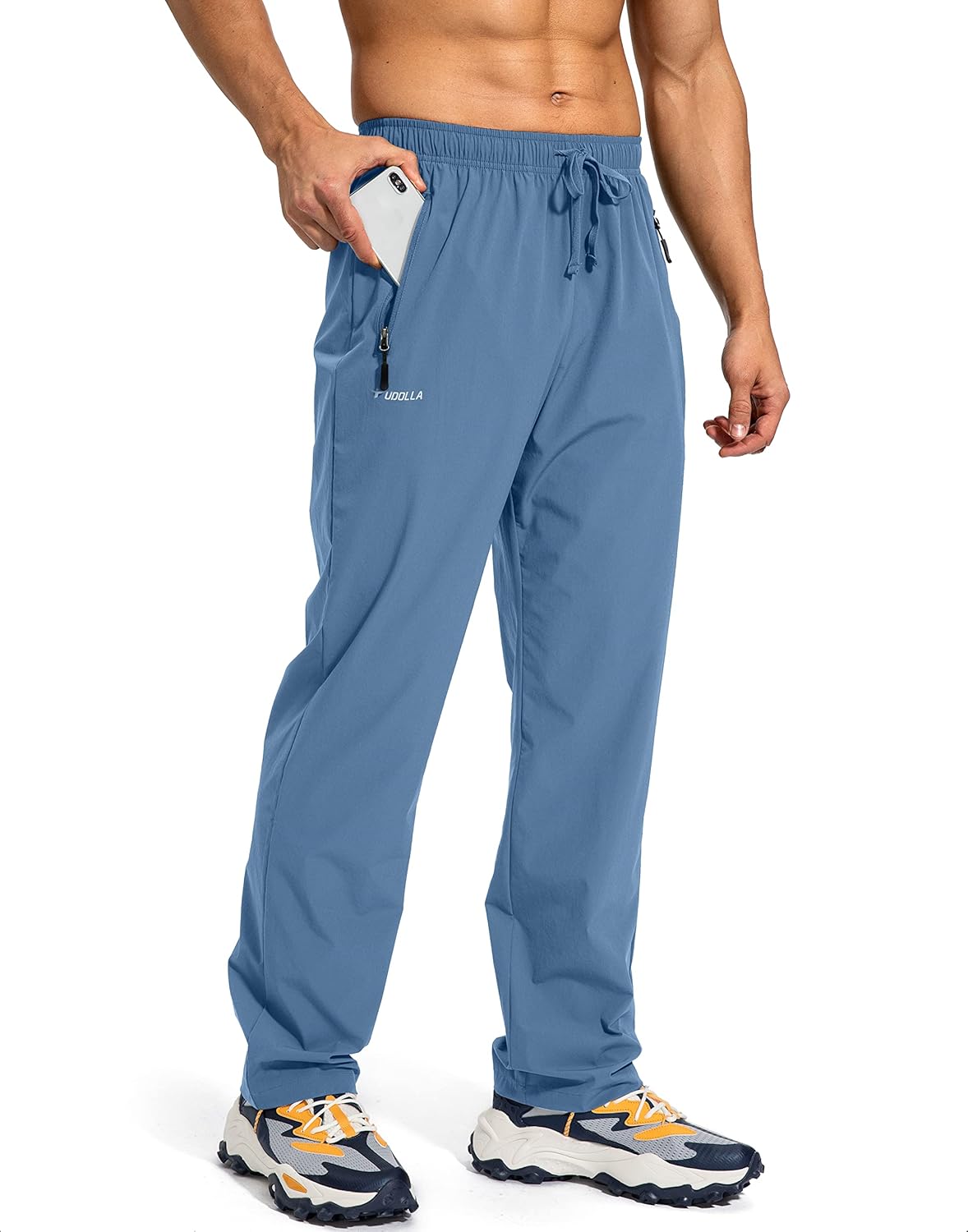 Pudolla Men’s Workout Athletic Pants Elastic Waist Jogging Running Pants for Men with Zipper Pockets