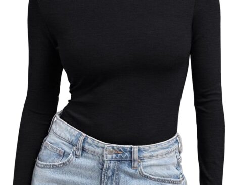 Trendy Queen Women’s Turtleneck Long Sleeve Shirts Fall Fashion Basic Thermal Underwear Tops Winter Clothes 2025