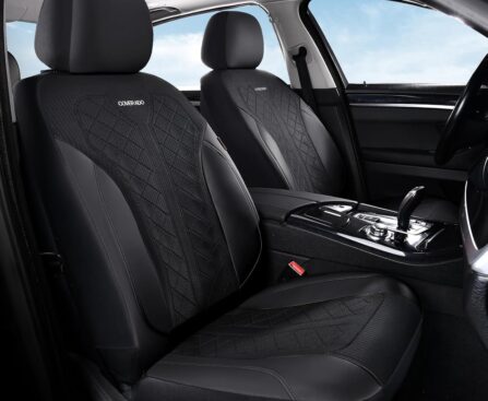 Coverado Front Seat Covers, Automotive Seat Covers 2 Seats, Leather Car Protectors 2-Pack, Auto Seat Covers Spill-Proof Design Universal Fit for SUV, Vans, Sedan, Truck