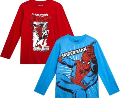 Marvel Spiderman Boys Graphic Tees – 2 Pack Spidey and His Amazing Friends Short Sleeve Spider Man Shirts for Toddler & Kids