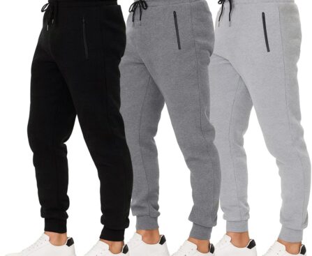 Sweatpants for Men 3 Pack Joggers – Men’s Athletic Sweatpants Pockets & Zipper Active Workout Pants