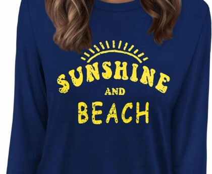 WIHOLL Womens 3/4 Length Sleeve Tops Crewneck Graphic Tees Casual Tunic Tops to Wear with Leggings Fashion Clothing Outfits