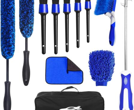 12Pcs Wheel Brush Kit for Cleaning Wheel and Tire, Wheel and Rim Brush, Car Detailing Brushes, Tire Brush, Bendable & Durable Car Wheel Rim Cleaner Brush Set,Car Detailing Cleaning Brush Supplies Kit