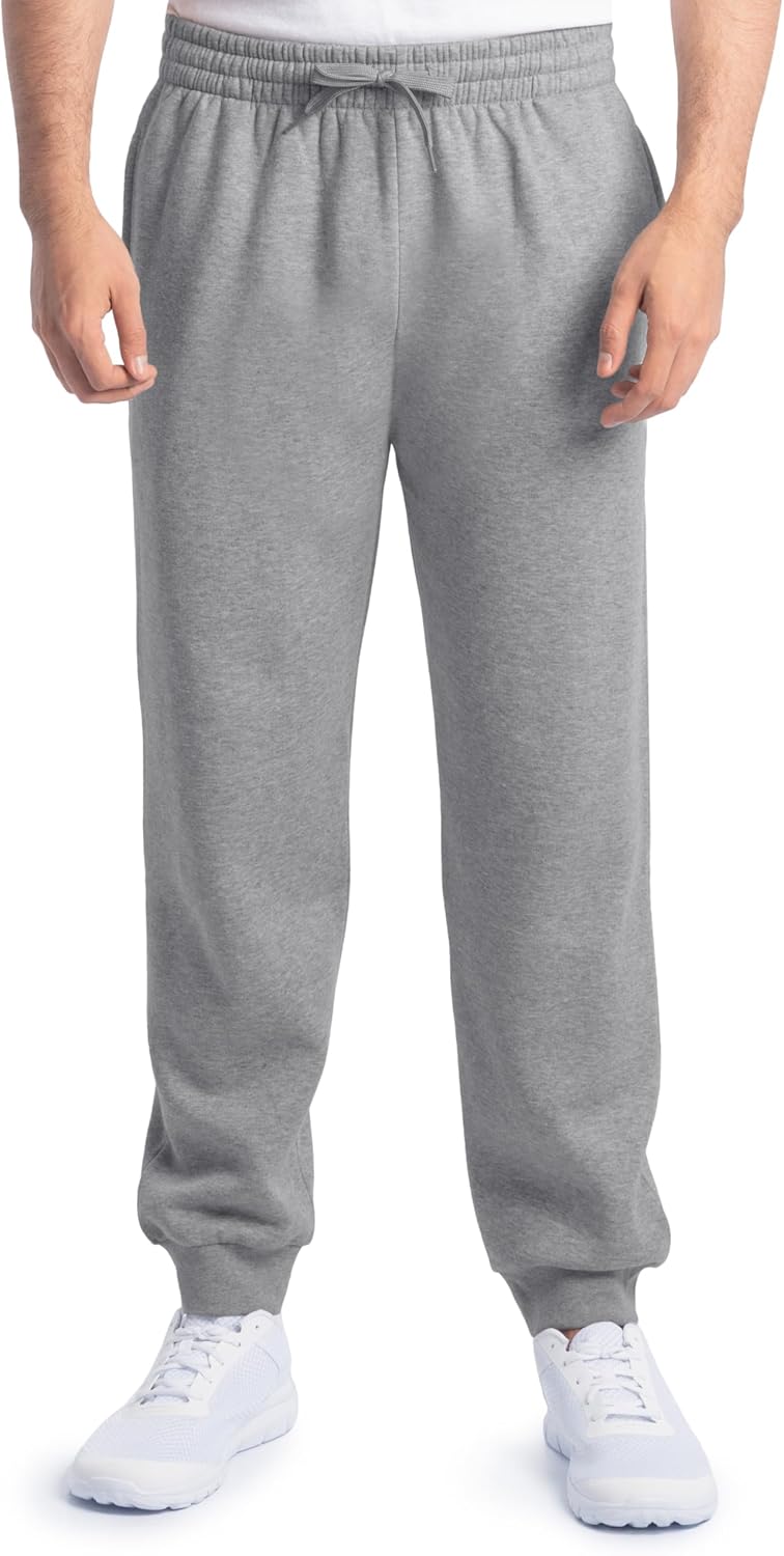Fruit of the Loom Mens Eversoft Fleece Joggers with Pockets, Relaxed Fit, Moisture Wicking, Breathable, Tapered Sweatpants