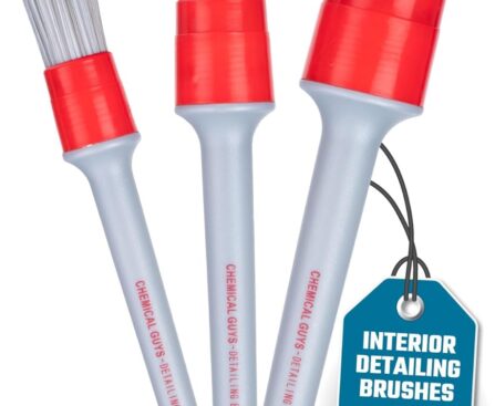 Chemical Guys All in the Details Interior Detailing Brush Set – 3-Piece Soft & Durable Car Detailing Brushes for Vents, Consoles, Buttons, Trim & Hard-to-Reach Areas in Cars, Trucks, SUVs & RVs