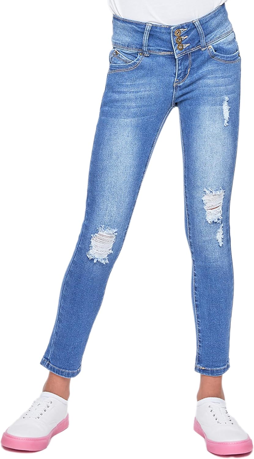 YMI Girls Girls Sustainable Wannabettafit 3-Button Skinny Jeans