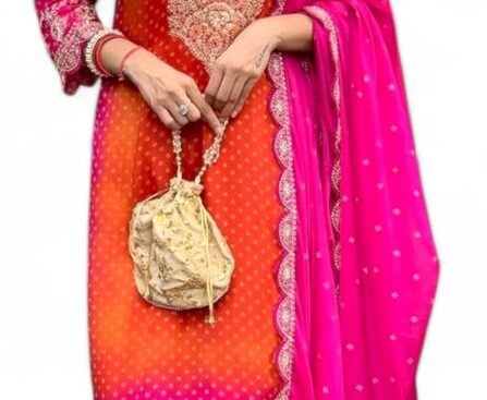 RANGMAHAL Kurta Pant Set for Women – Embroidery Work Indian Tunic Kurta Dress – Chinon Silk Straight Kurti Palazzo Set