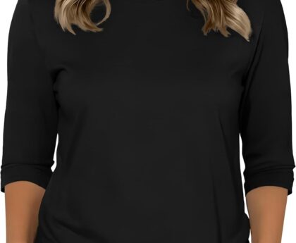 3/4 Sleeve Tops for Women Basic Crew Neck Fall Blouses Casual Fit T Shirts