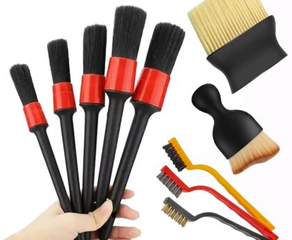 10pcs Auto Car Detailing Brush Set,Car Interior Cleaning Kit,Including 5pcs Car Detailing Brushes, 3pcs Wire Brush and 2pcs Different Soft Bristle dusting Brush for car Interior.