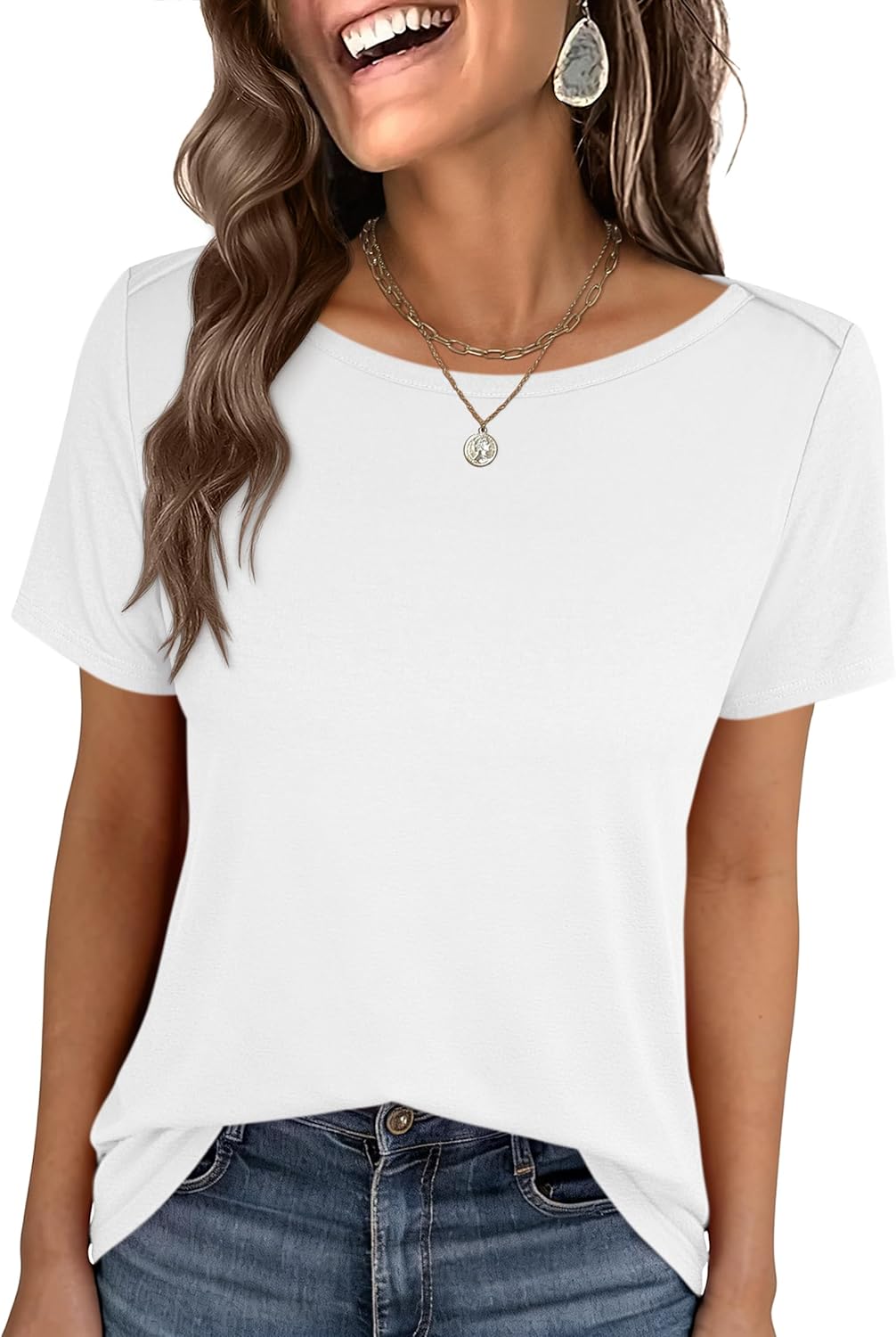 ANRABESS Womens Boat Neck Tops Short Sleeve T-Shirts Causal Fashion Tee Shirts 2026 Summer Spring Clothes