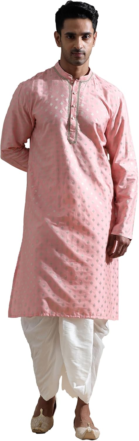 Filori Studio – Men’s Zari Motifs Long Kurta with Lace Detailing (Kurta Only)