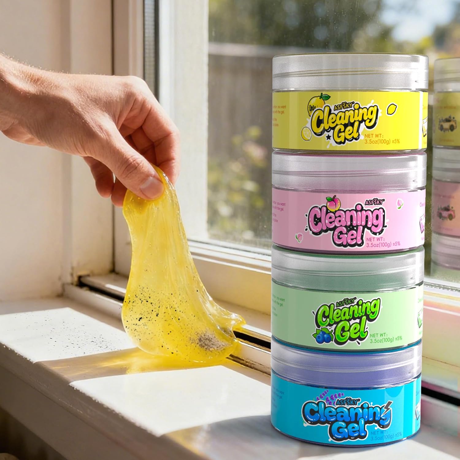 ASFSKY Car Cleaning Gel（4 Packs） Dust Cleaning Putty Universal Car Interior Cleaner Keyboard Dust Remover Car Slime Gifts for Men Women Girl