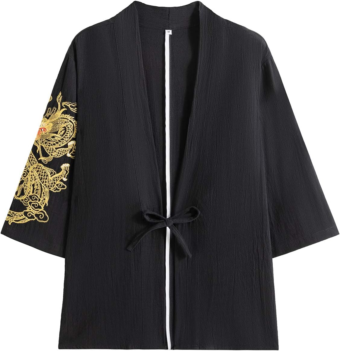 PRIJOUHE Men’s Japanese Kimono Jacket Cardigan Yukata Noragi Casual Fashion Seven Sleeves Lightweight Open Front Coat