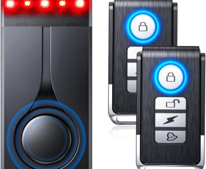 108dB Car Alarm System, Car Anti-Theft Vibration Sensor Alarm & Red Light, 2 Wireless Remote, Anti Theft Vehicle Device with Magnetic Install Design for RV, SUV, Truck (Upgrade 4.0)