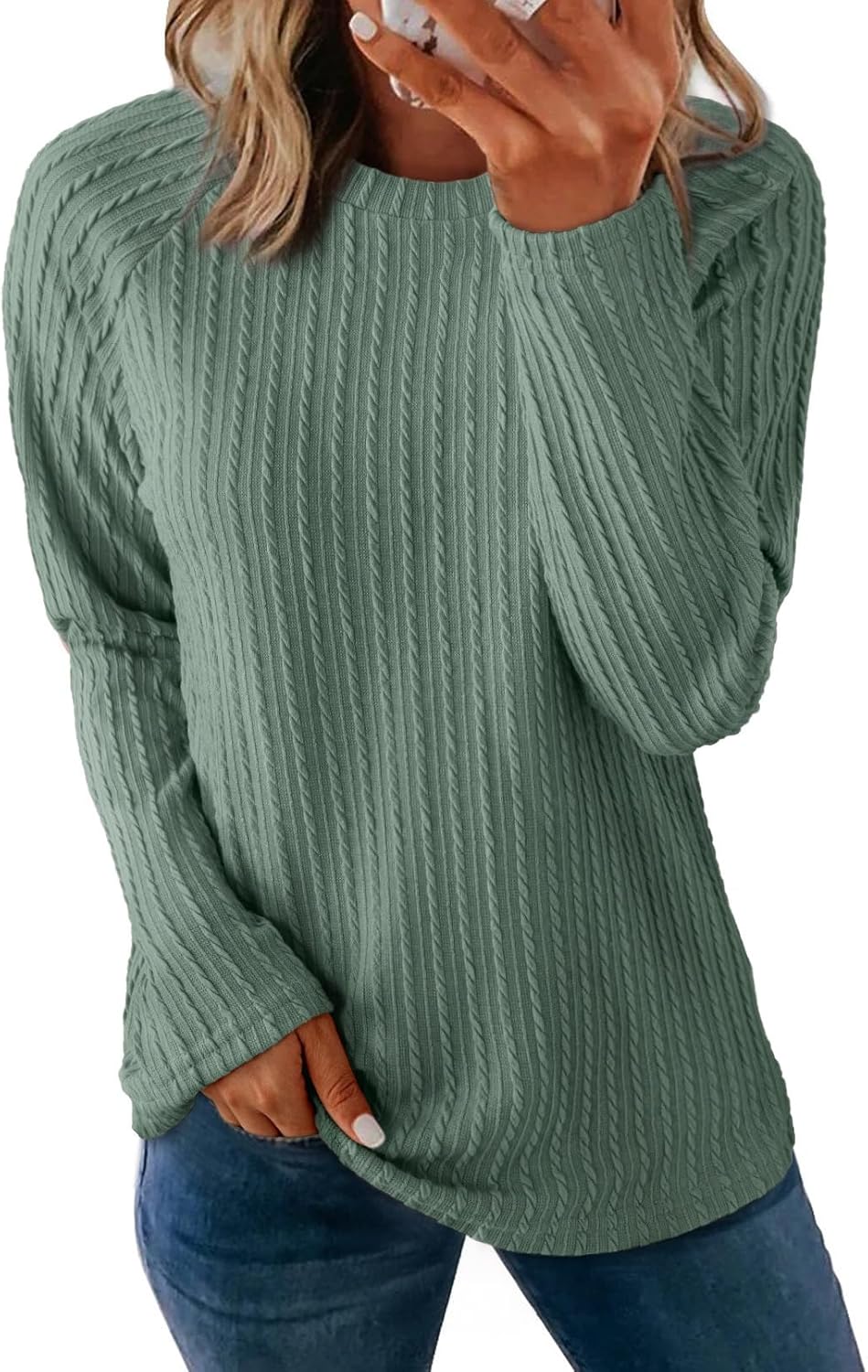 Dokotoo Womens Tops Long Sleeve Lightweight Shirts 2025 Fall Fashion Clothing Trendy Tops Crewneck Knit Basic Tee