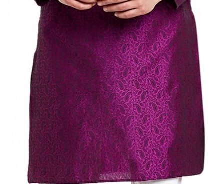 Sojanya (Since 1958 Men’S Emerald Green Jacquard Silk Kurta & Churidaar Pyjama