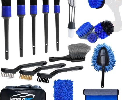 18Pcs Car Cleaning Kit Interior and Exterior Detailing Kit, Car Detailing Set With Drill Brush Cleaner Wash Mitt Tire Brush Sponge Towels Car Wash Cleaning Tools Set For Cleaning Dashboard, Air Vent