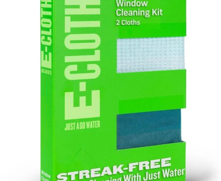E-Cloth Microfiber Cleaning Cloth Glass Kit – Microfiber Towel Window Cleaning Kit – Microfiber Towels for Cars, Windows, Mirrors, & More – Winter Green