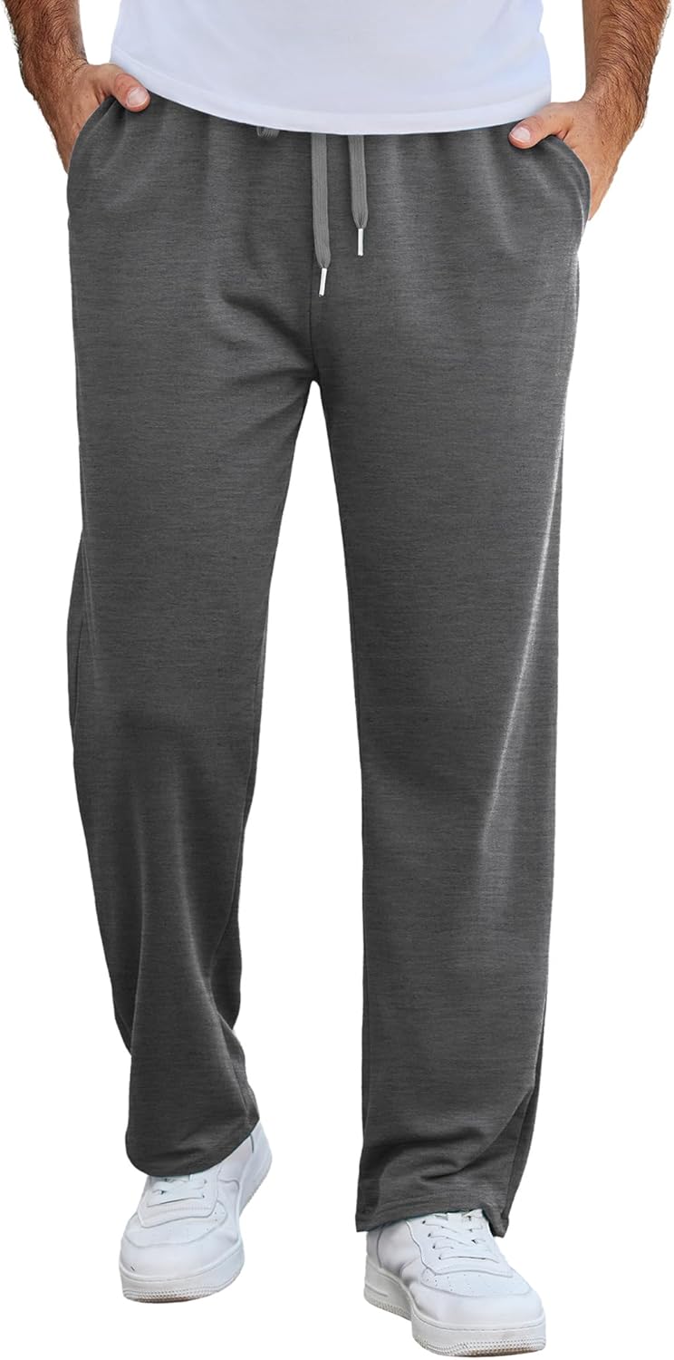 COOFANDY Men’s Cotton Sweatpants Open Bottom Lounge Pants Lightweight Casual Jogger Pants with Pockets