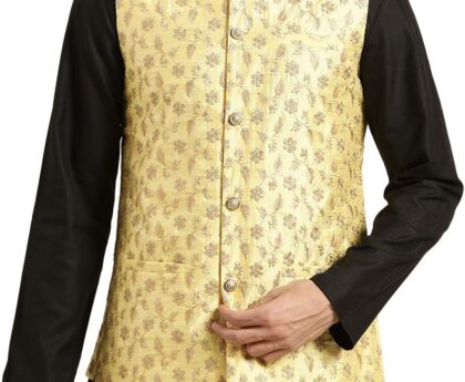 Sojanya (Since 1958 Men’S Silk Blend, Embroidered Nehru Jacket